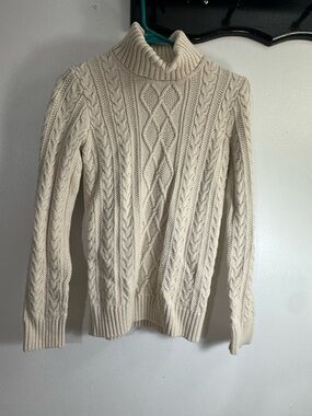 Women’s Cable Knit Turtleneck Sweater - Cream